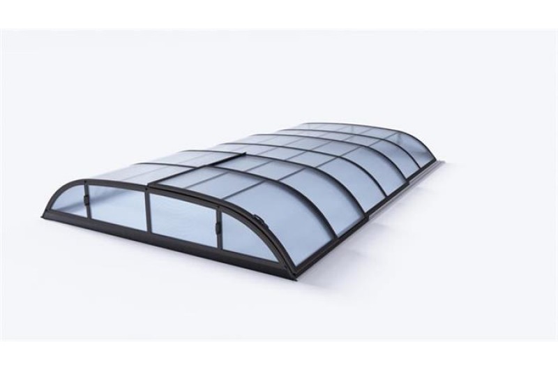 Acoperitoare policarbonat pentru piscine pana la 8.50 x 4.64m, DALLAS CLEAR  B antracit . TRANSPORT  GRATUIT !