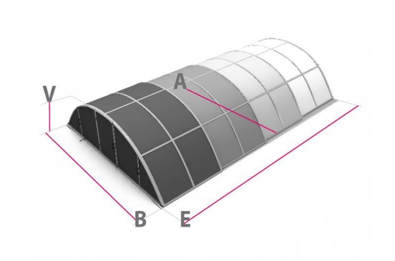 Acoperitoare policarbonat transparent pentru piscine pana la 6.35 x 3.65m, DALLAS CLEAR A SILVER . TRANSPORT  GRATUIT !